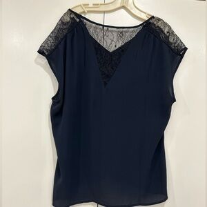 Lace Navy and Black Blouse Size XL